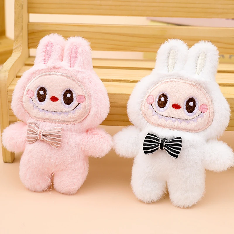 Cartoon Labubu Plush Toys Doll Keychain Kawaii Anime Pendant Keyring Cute Children Girls Birthday Gifts Backpack Hang