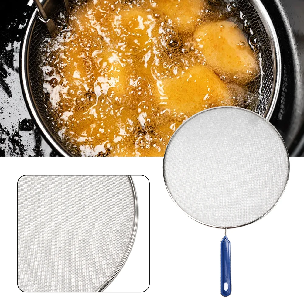 Cooking Tool Kitchen Gadget Guard Oil Net Stainless Steel Kitchen Cooking Frying Splash Cover Pan Screen 21cm 25cm