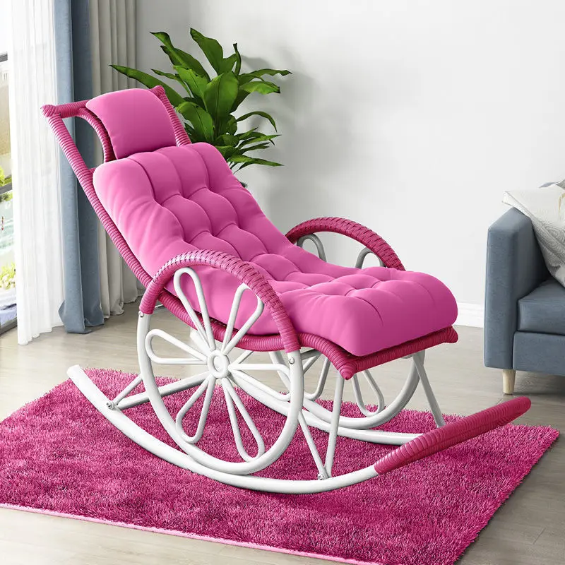 وكيل المشتريات المنزلي كرسي القيلولة كرسي كسول لغرفة المعيشة والشرفة الترفيه قصب كرسي متأرجح لكبار السن #4