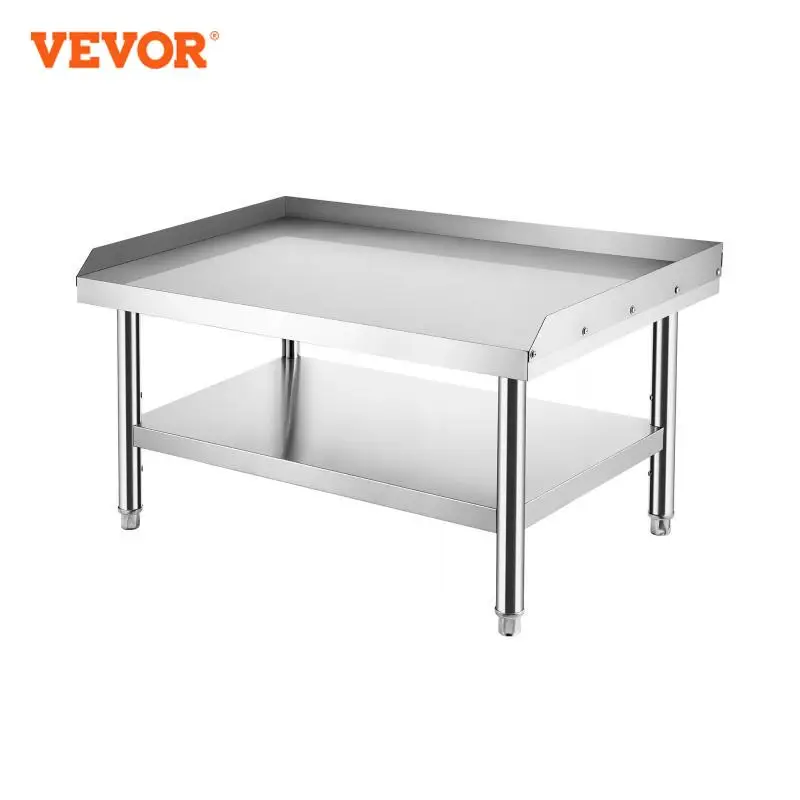 VEVOR 48x28x24 Inches Stainless Steel Equipment Grill Stand Table with Adjustable Storage Undershelf for Restaurant Kitchen
