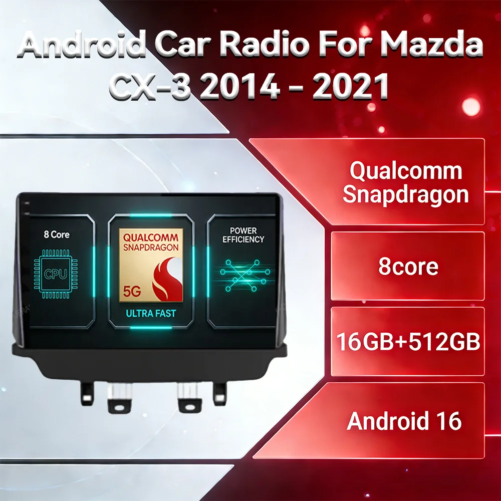 Android 16 Carplay Auto For Mazda CX-3 DK Mazda 2 DJ 2014 - 2023 Car Radio Multimedia Video Player NAVI GPS 4G WIFI Head Unit BT