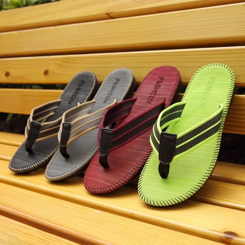 Summer Couples Business Leisure Flip Flops Home Men Slippers Foot arch stripe massage Beach Sewing Cool Student Outside Shoes