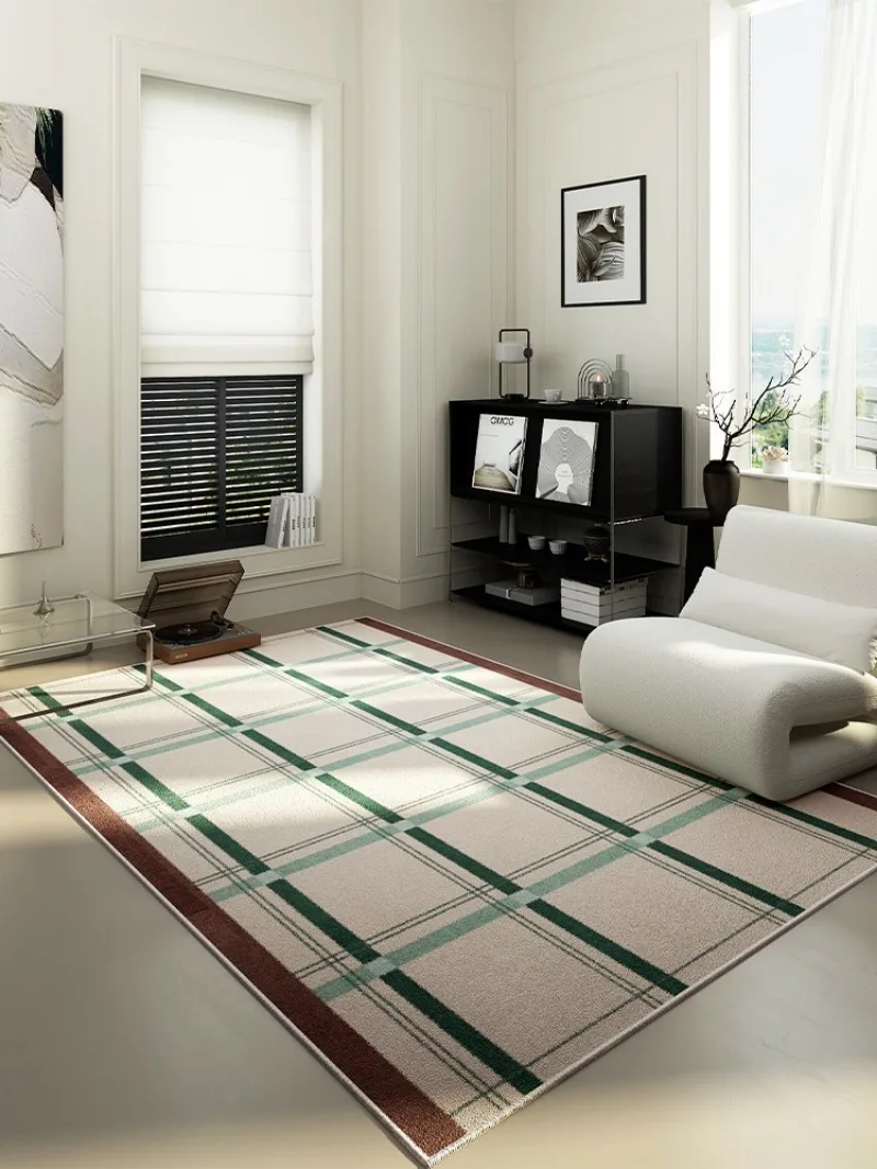 

Retro Plaid Lines Decorative Living Room Carpet Bedroom Bedside Home Soft Mats Cloakroom Coffee Table Plush Rug Ковер Tapis 러그