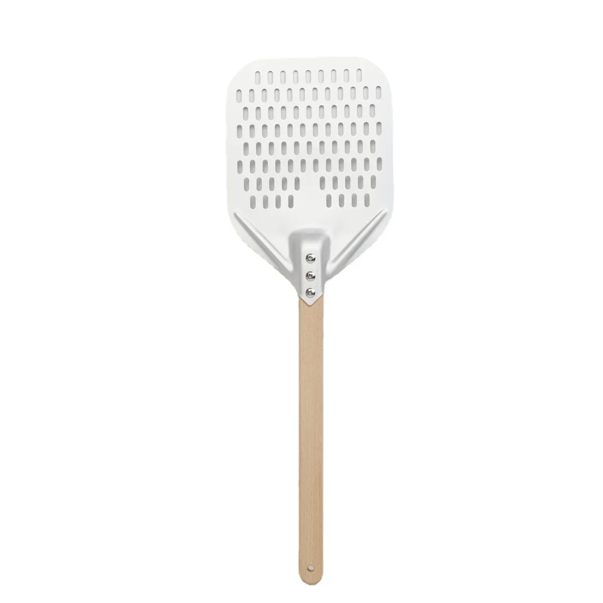 Turning small Pizza Peel Paddle Short round Pizza Tool Non Slip wooden Handle 7 8 9 inch Perforated Pizza Shovel Aluminum