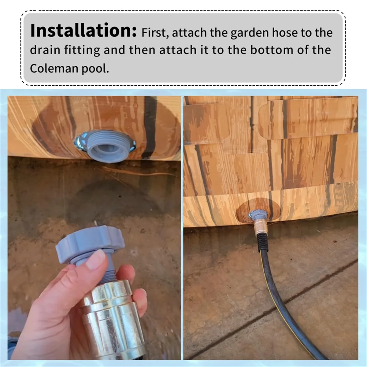 Swimming Pool Drain Fitting Connects Fit for Coleman Pools, ID 1.5Inch Connect to the Bottom of the Pool, OD 1Inch