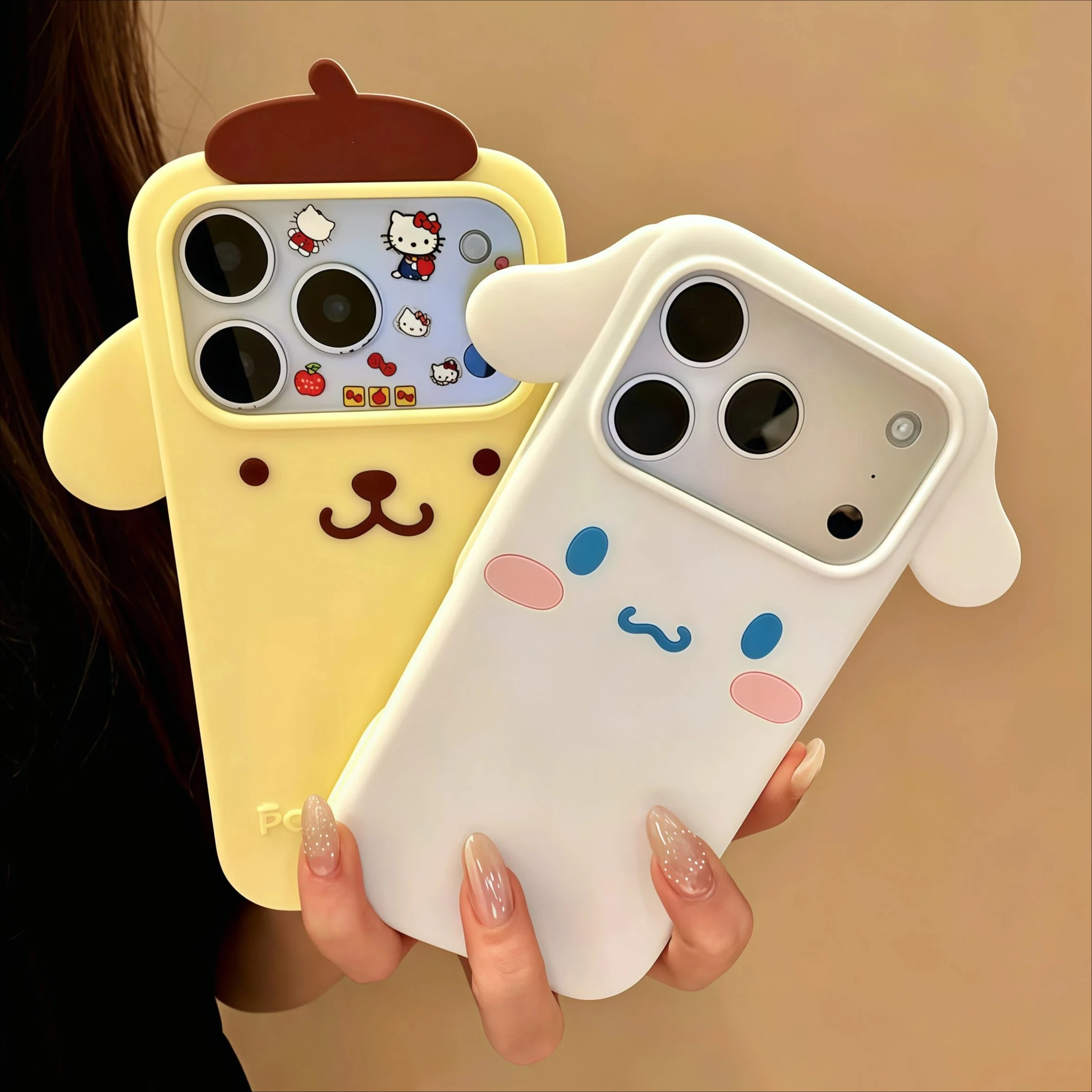 Niedliche Cartoon Cinnamoroll Pompompurin Silikon-Handyhülle für iPhone 17 16 15 14 13 Pro Max 16 17 Pro Stoßfeste Mädchen-Rückabdeckung