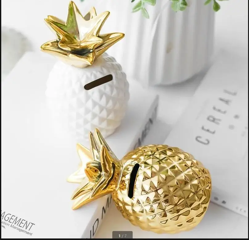 

Pineapple Storage Box Ceramic Ornaments Piggy Bank Decoration Crafts Home Decoration Accessories Storage Tank Model Furnishings