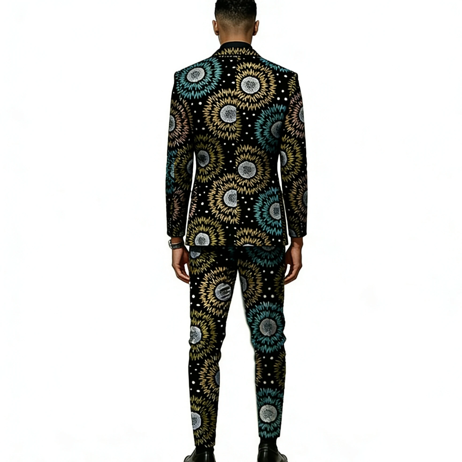 African Print Couture Men's Groom Suit Blazer With Pant Male Ankara Outfits Traditional Party Wear Tailored