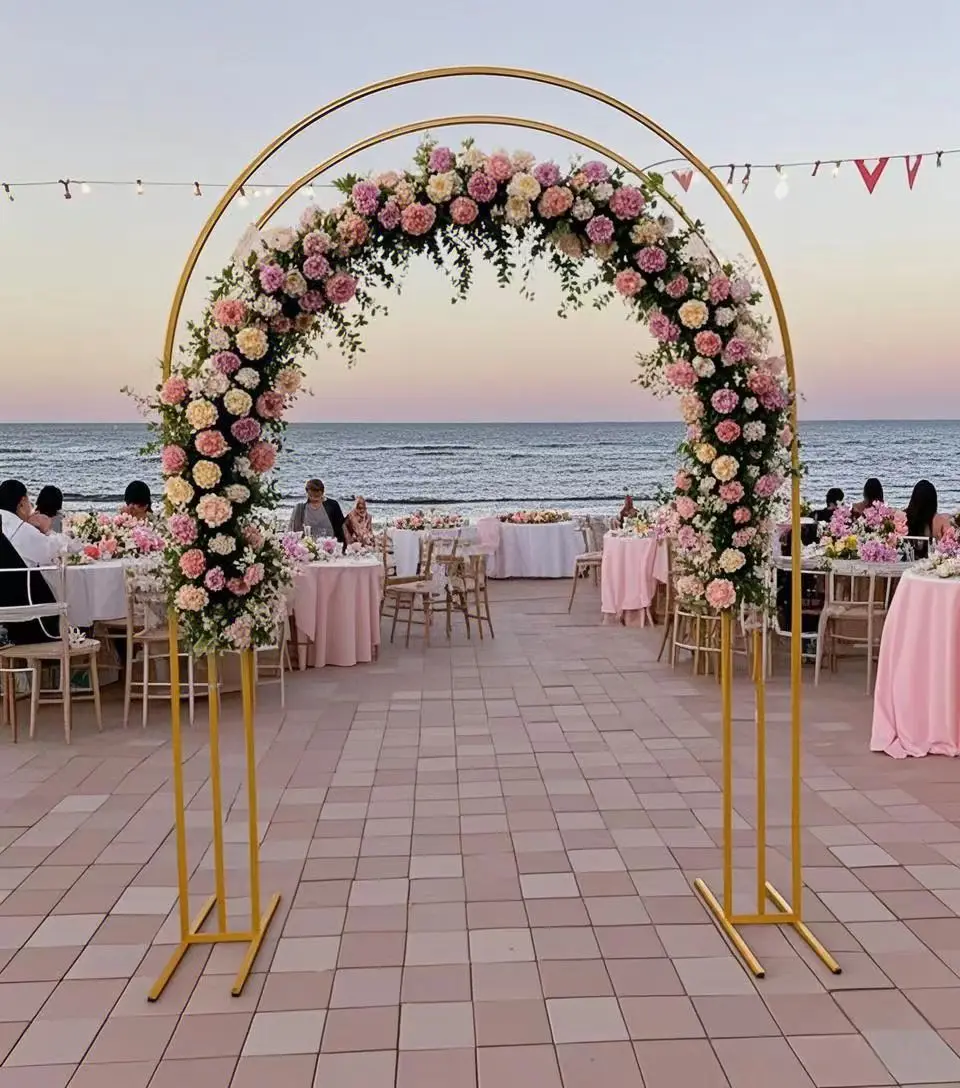

2M Wide 2.6M High Arched Wrought Iron Balloon Arch for Wedding Decoration | Heavy Duty Wedding Arch Frame