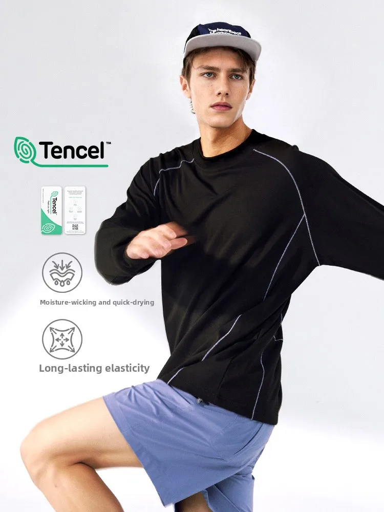 

Футболка для занятий спортом на открытом воздухе Fitn Long Sve из модала и лайкры Qui Dry, мужская база irt Color Blo Youth Alliance Loose Fit Autumn ...