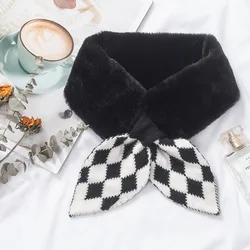 Wild Windproof Neck Soft Scarf Unisex Winter Warmth Thick Knitted Fishtail Stitching Plush Collar Ladies Solid Color