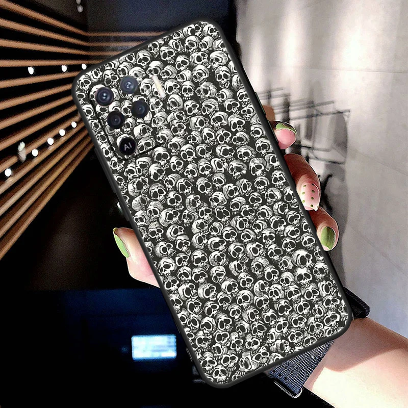 Gothic Fashion Skull Case For OPPO A96 A76 A16 A94 A74 A54 A53 A57 S A15 A52 A72 A93 A5 A9 A31 A17 A77 A78 Coque