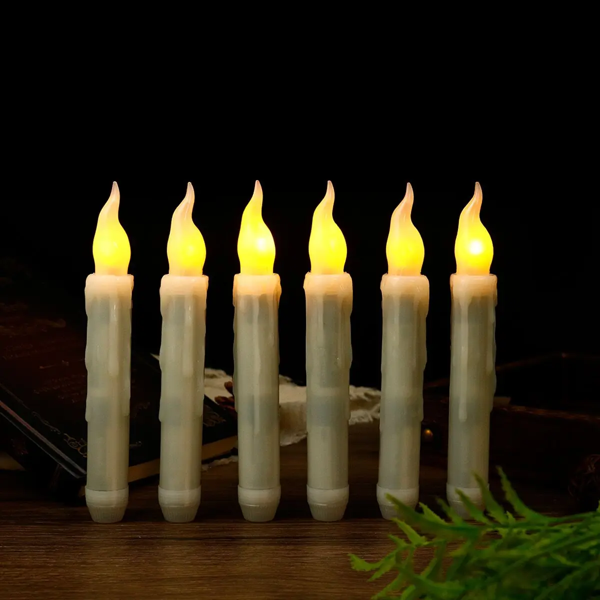 Flameless Led Taper Candle Flickering Battery operated Dipped wax Candlestick Wedding Xmas Home table party Lighting Decoration