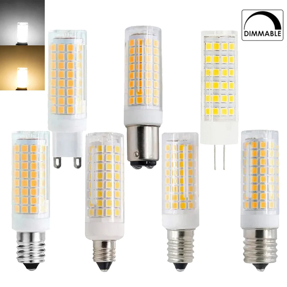 

9W Led Кукурузная лампочка E11 E12 E17 BA15D Регулируемая лампа AC 110V 220V Холодный белый свет G9 Smd2835 130V 360 градусов
