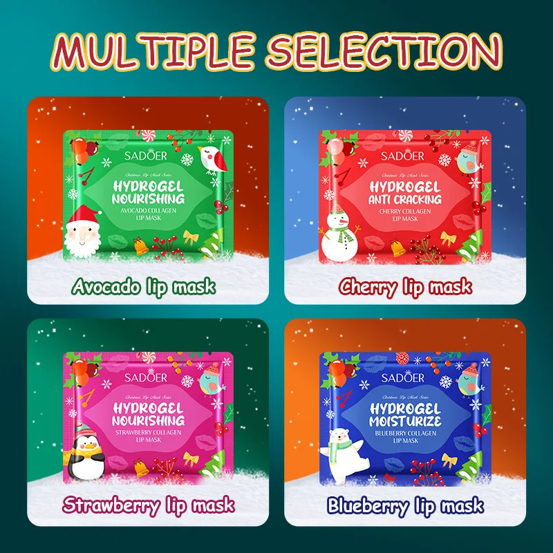 Christmas Strawberry Cherry Blueberry Avocado Collagen Lip Mask Moisturizes And Removes Lip Wrinkles
