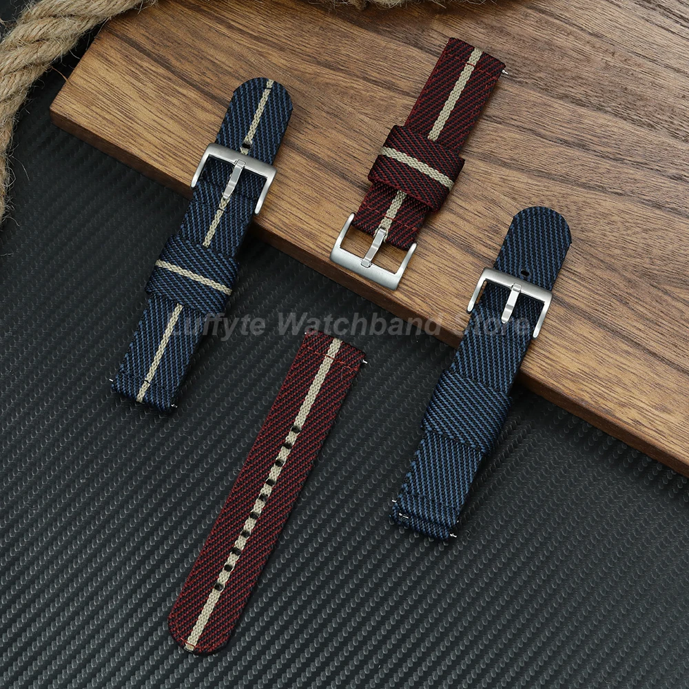 Herren Nylon-Uhrenarmband 20mm 22mm mit Schnellverschluss-Federstegen, Atmungsaktives Stoff-Ersatzband, Sport-Armband