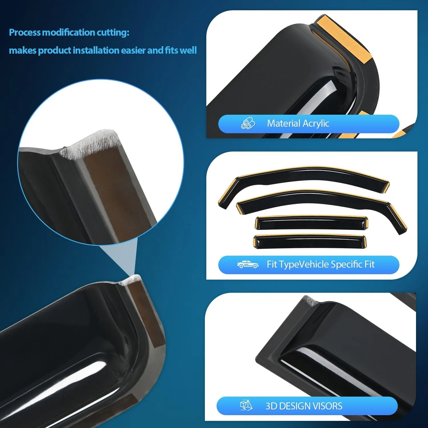 Nilight in Channel Durable Rain Guards for Toyota RAV4 2019 2020 2021 2022 2023 2024 Window Deflectors,Vent Window Visors 4PCS