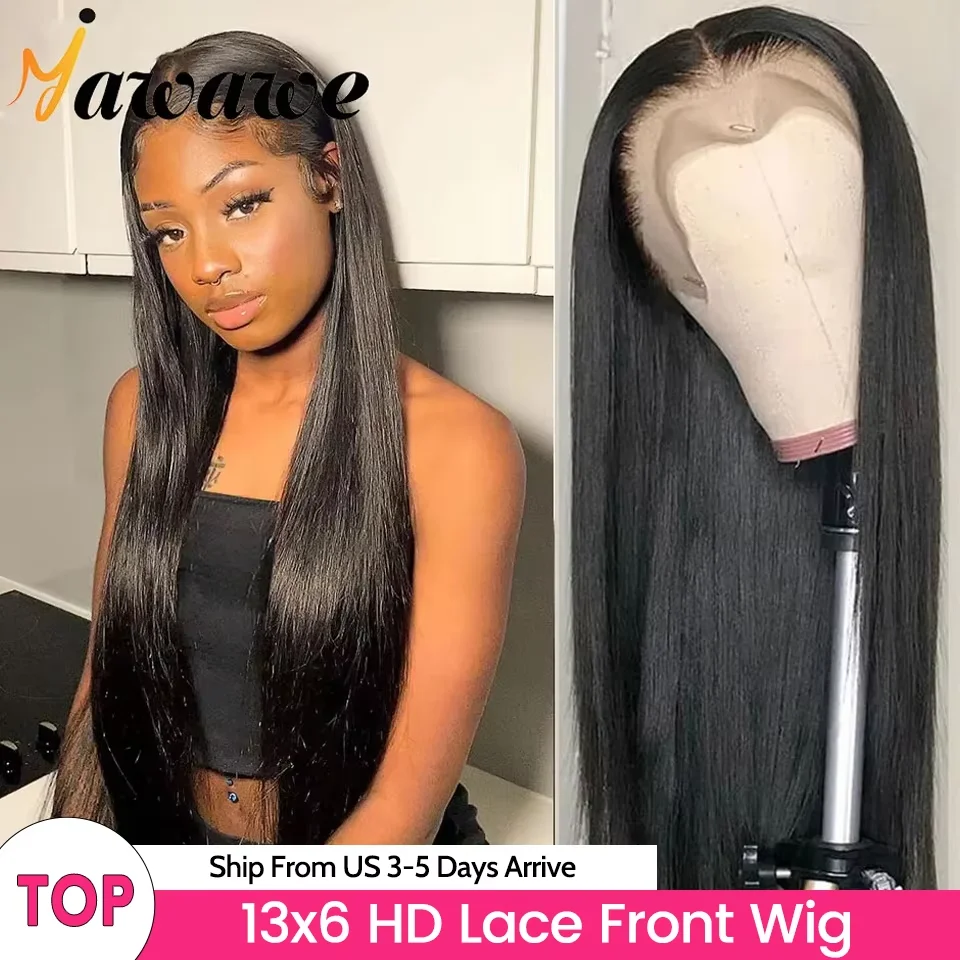 13X6 HD Transparent Lace Frontal Wig Brazilian Straight Lace Front Wigs For Women Human Hair PrePlucked Hairline On Sale