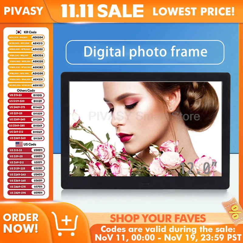 10/12/14/15 بوصة إطار صور رقمي مصعد الحائط الإعلان لاعب مشغل فيديو ألبوم إلكتروني زاوية عرض واسعة