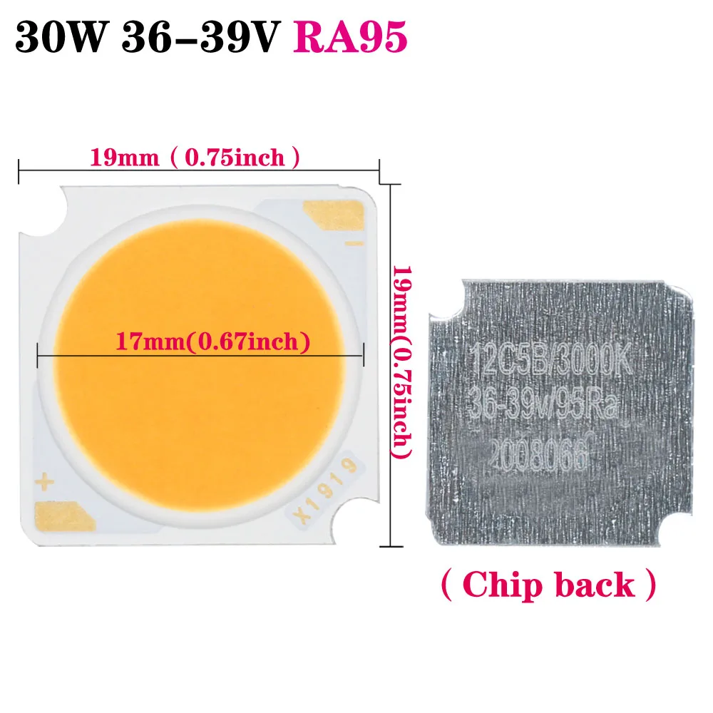1PCS ไฟ led ที่มีประสิทธิภาพ 36W 18W 30W RA95 COB ชิป led bridgelux 3000K คุณภาพสูงสําหรับโปรเจคเตอร์ Led lensesdiodes โคมไฟ led Warmwhite