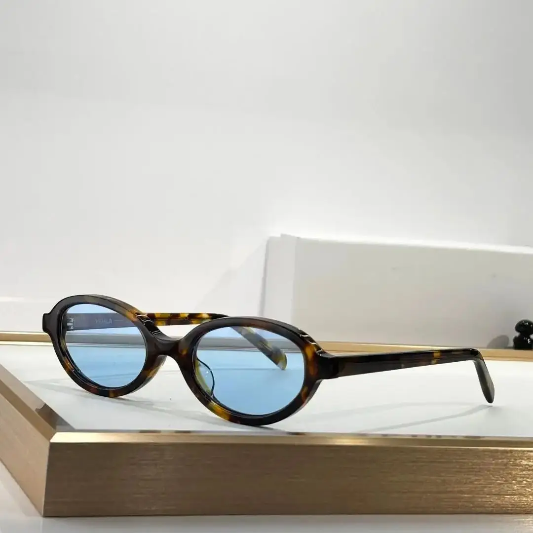 Luxury Fashion Trend Vintage Sunglasses JUNE Solid Thick Acetate UV400 Polarized Retro Round Frog's Eye Style Original Quality