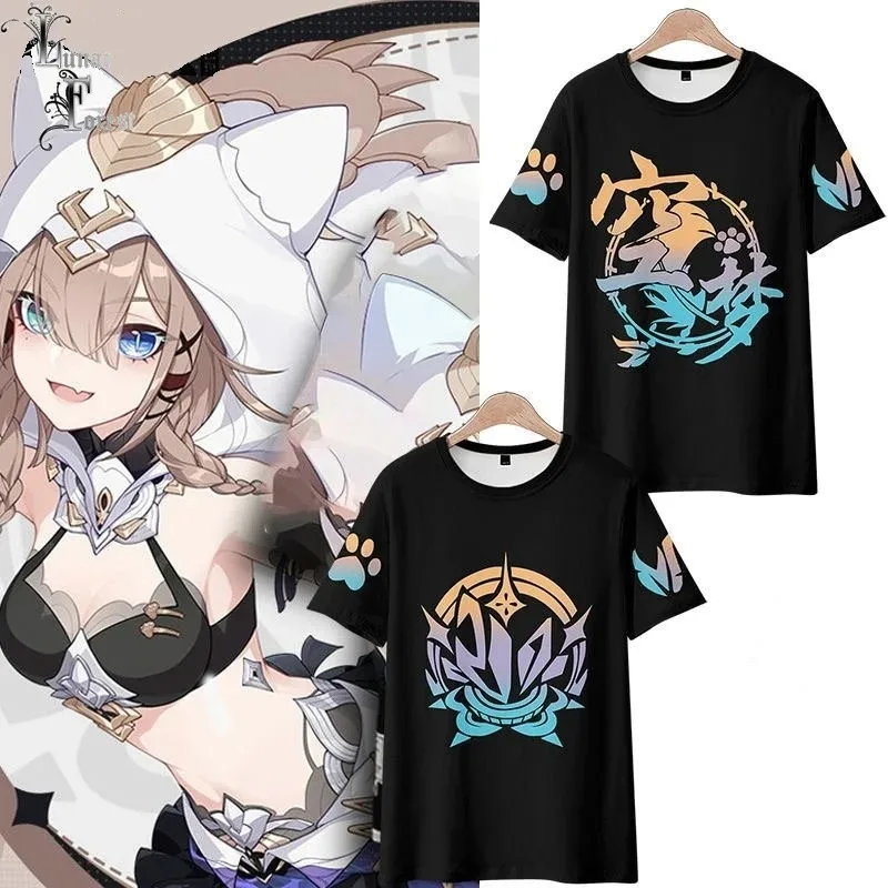 

Honkai impact 3 pardofelis sp estilo 3d impressão camiseta verão moda em torno do pescoço manga curta popular jogo streetwear