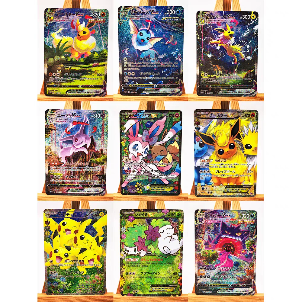 כרטיס PTCG Pokemon DIY בסגנון חמוד של סדרת Eevee כרטיס פלאש בצבעים אנימה אוסף Sylveon Umbreon Eevee Gengar Charizard Lono מתנה