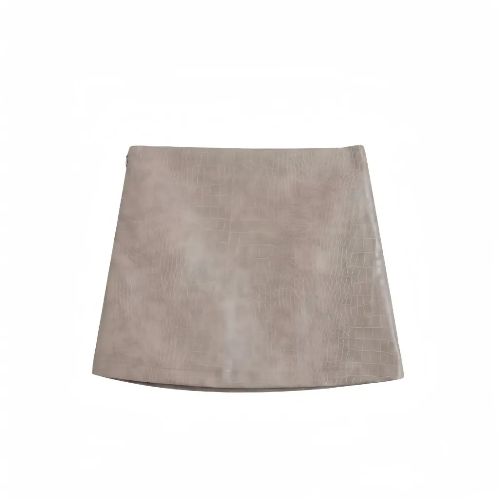 

Women's High Waist Alligator Pattern Skirt Slim-fit Anti-running Light A-Shape Hip Imitation Leather DL European American Style
