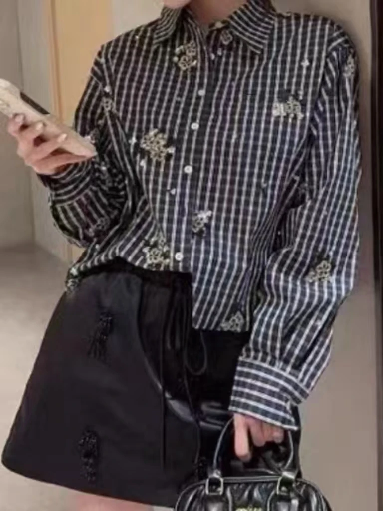 Neue Herbst Stickerei frauen Kurze Shirt Frau Kleidung Nette Shirts & Blusen Koreanische Beliebte Kleidung Weibliche Kleidung