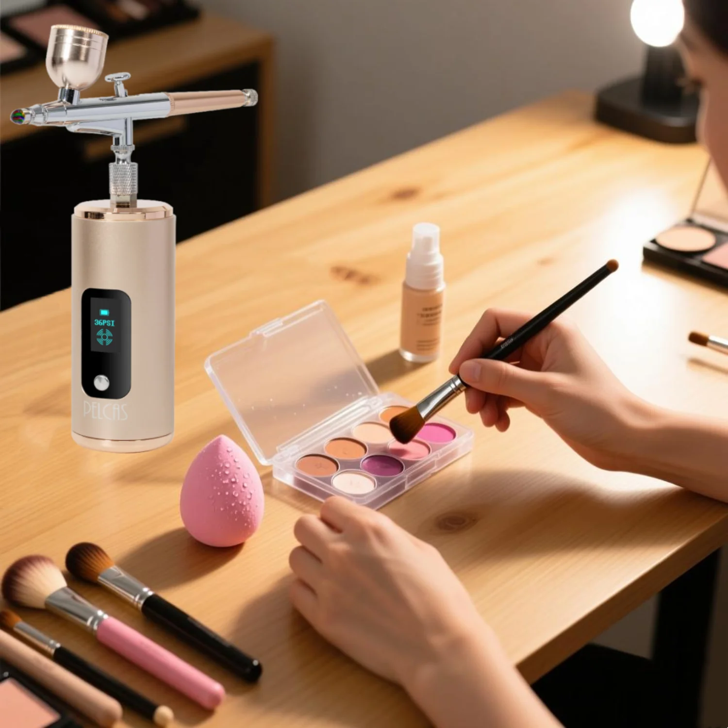 

Беспроводной аэрограф для татуажа бровей с индивидуальным логотипом, распылитель для ногтей, аппарат для макияжа 36PSI