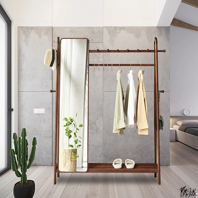 

Home coat rack, shoe change stool, solid wood coat rack with mirror, well played fitting room, home fitting room, cloakroom