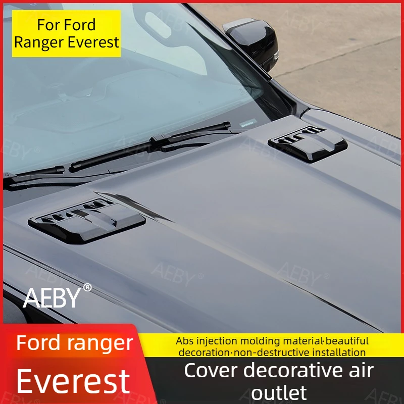 

For Ford Ranger Everest 2022-2026 hood vent cover,Cover decorative air outlet sticker,nose hood cover,Car exterior accessories