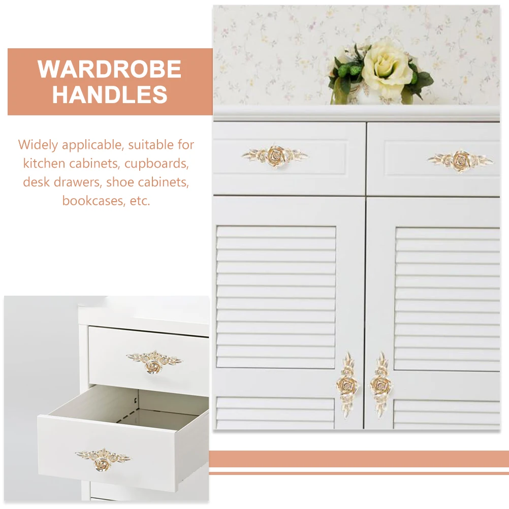 

5 шт., ручки для ящиков с розами, винтажные ручки для шкафа, мебельные ручки из цинкового сплава для кухонного шкафа, комода, фурнитура для шкафа, гардероба