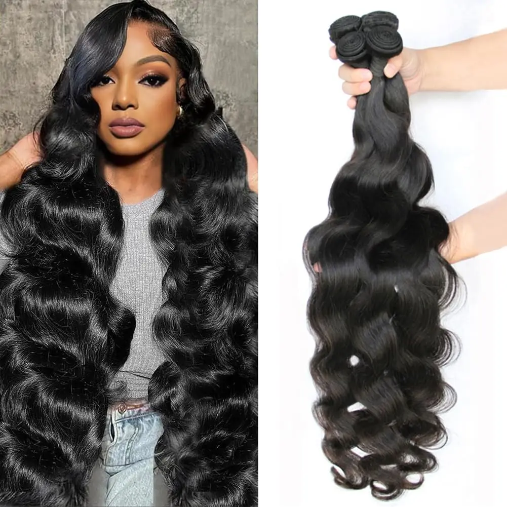 Body Wave Bundles 20 22 24 inch Body Wave Human Hair Bundles 100% Unprocessed Virgin Remy Human Hair Weft Bundles Natural Black