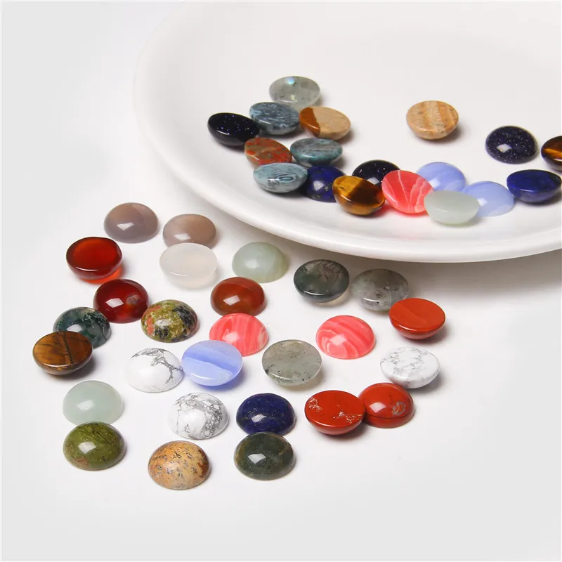 10Pcs/Lot Natural Stone Cabochons Round Bead Setting Cabochon Beads Fit Pendants Rings Earring Necklaces Jewelry DIY Accessories