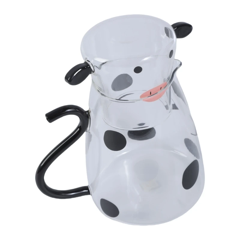 

Elegant Cow Shaped Glass Water Pitcher and Cup Set Beverage Glass for Hotel Use