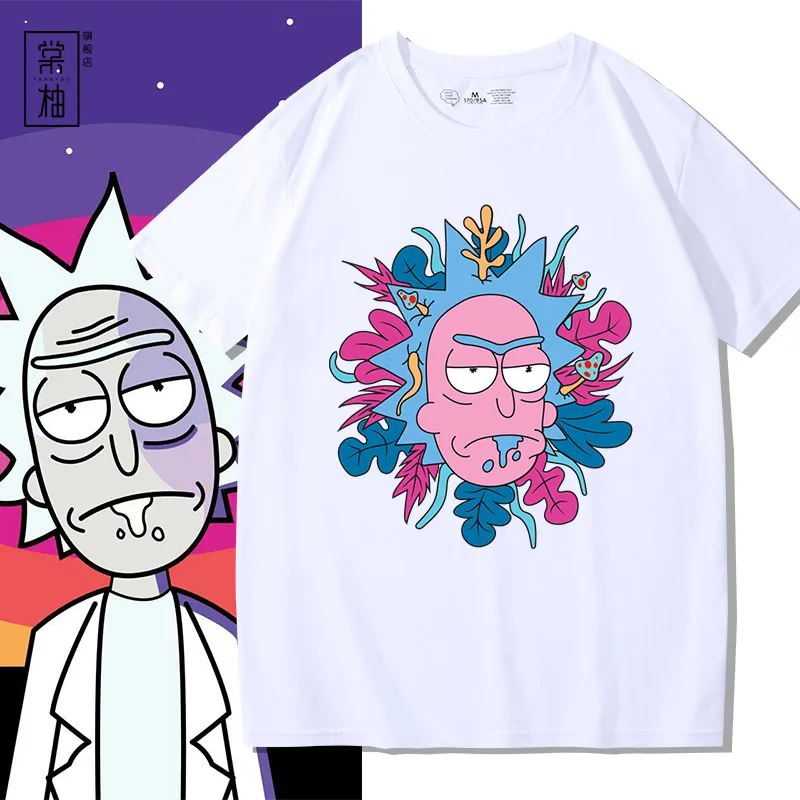 

American Sle Loose Fit Cotton T-irt Collaborative Work ort Sve Men's Faion Cartoon Anime Printed Casual Tee