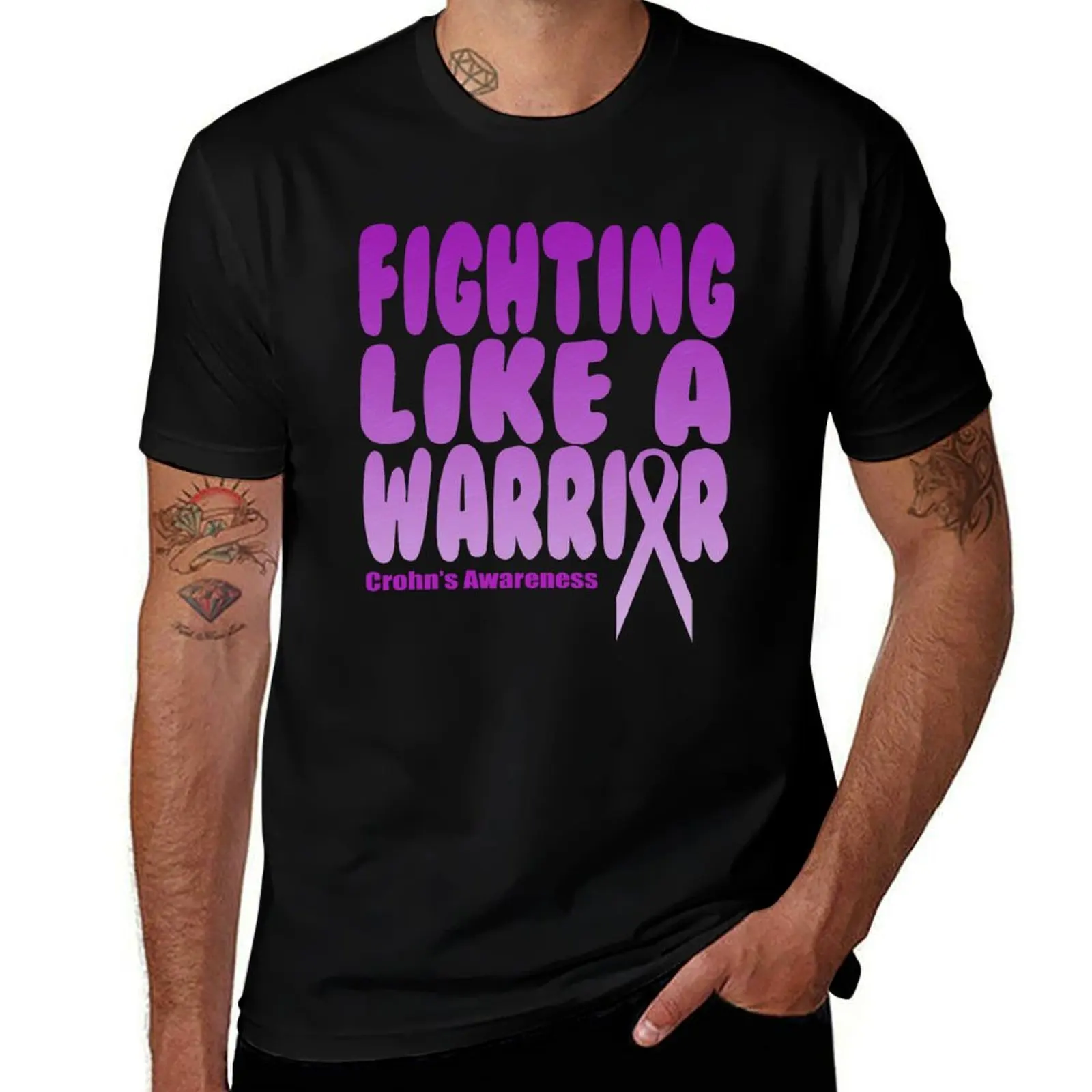 Fighting Like a Warrior. Crohn's Awareness Quote T-Shirt customs design your own new edition shirts men