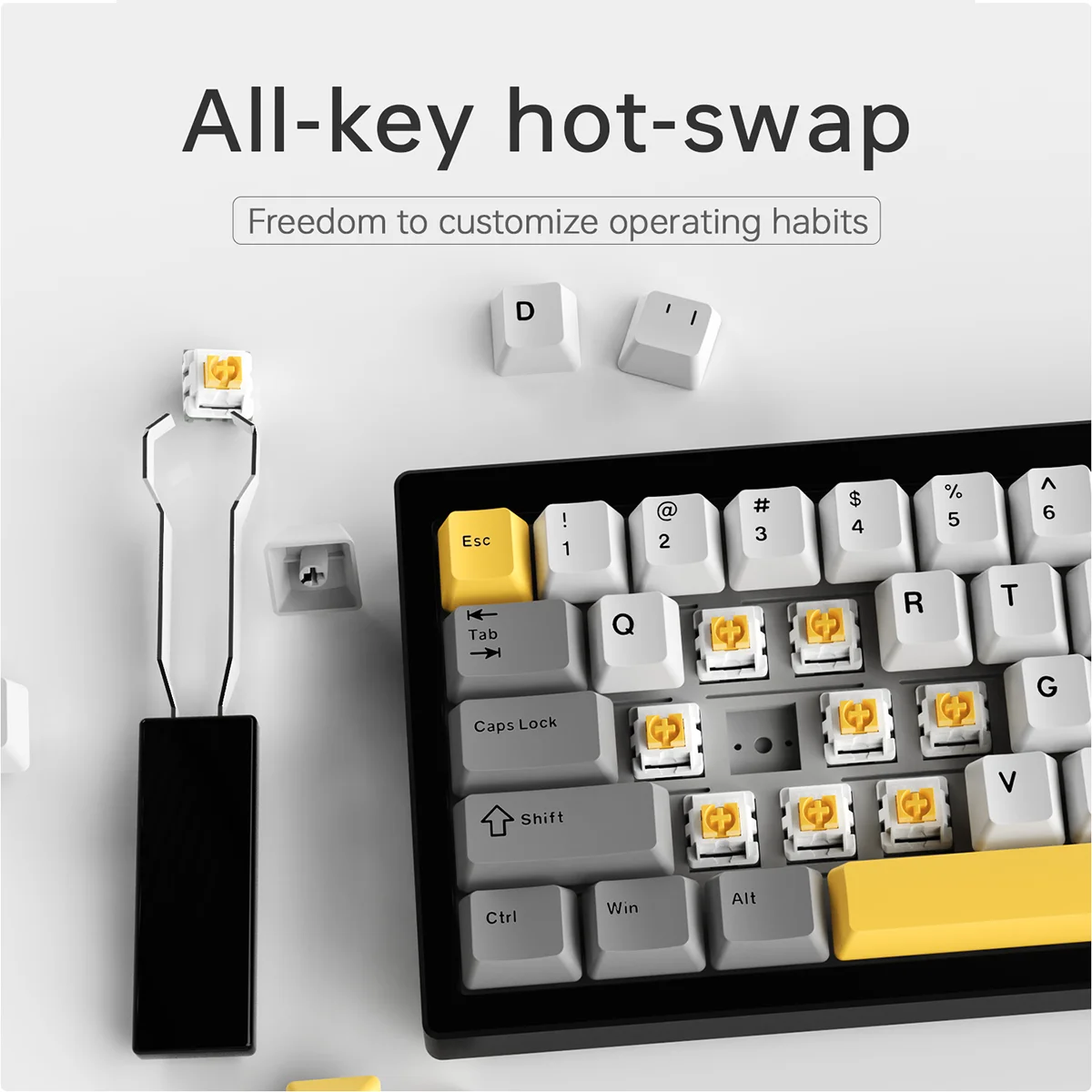 AK650 Wired Mechanical Keyboard Gasket Structure Side Volume Knob White/RGB Light Dual Foot Support Adjustment