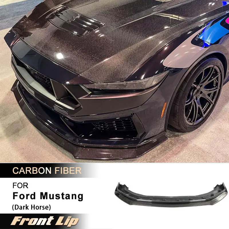 Car Front Bumper Lip Spoiler for Ford Mustang Dark Horse 2024 Replacement Front Lip Chin Apron Guard Body Kit Carbon Fiber