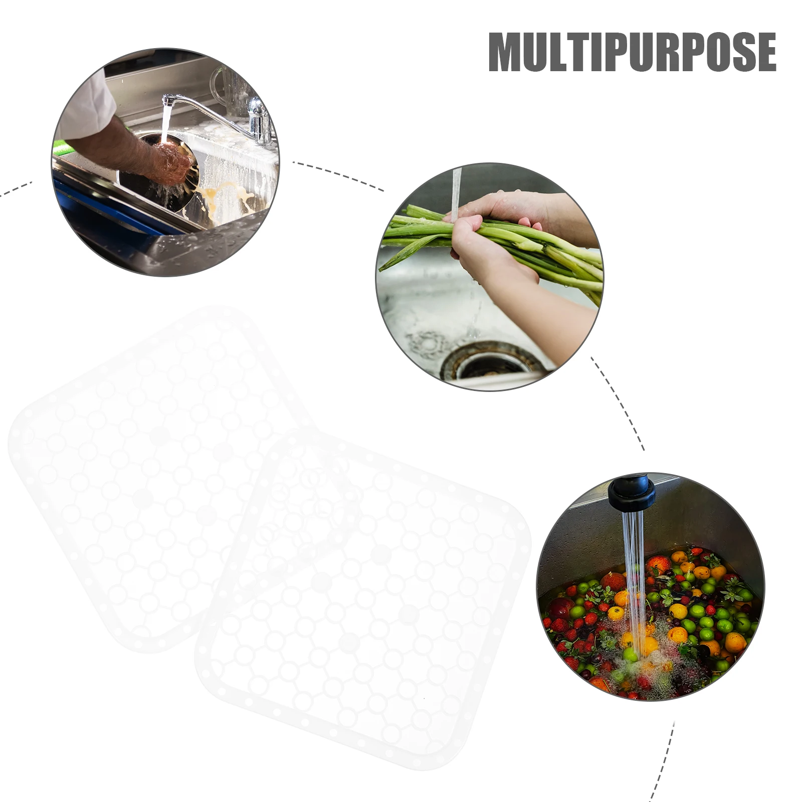 

2pcs Sink Mat White Kitchen Drain Rack Water Filter Heat Resistant Non Slip Plastic Protector Mats for Countertops
