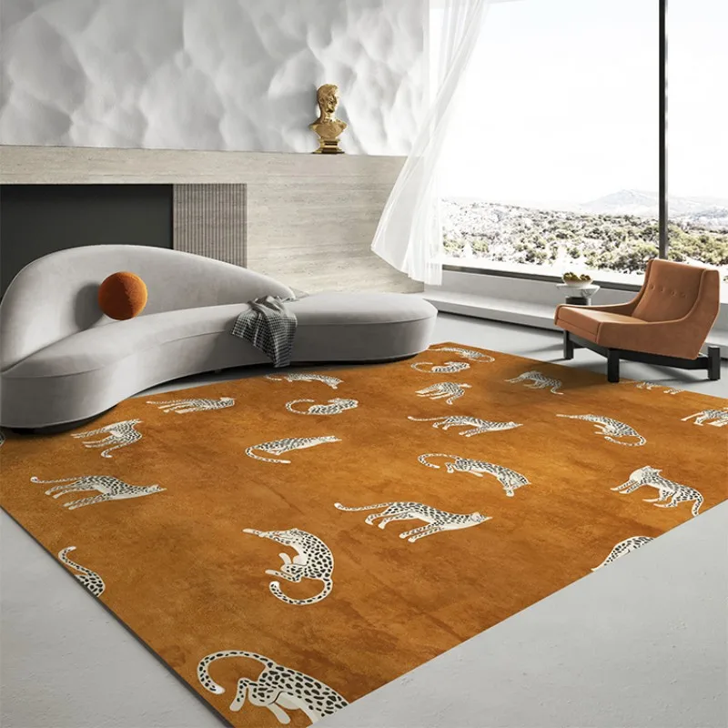 Light Luxury Plush Lounge Rug Home Bedroom Decor Leopard Print Carpet Thicken Study Non-slip Mat Nordic Carpets for Living Room
