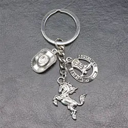 Cross border creative personality DIY key chain Western cowboy horse hoof Cowboy hat