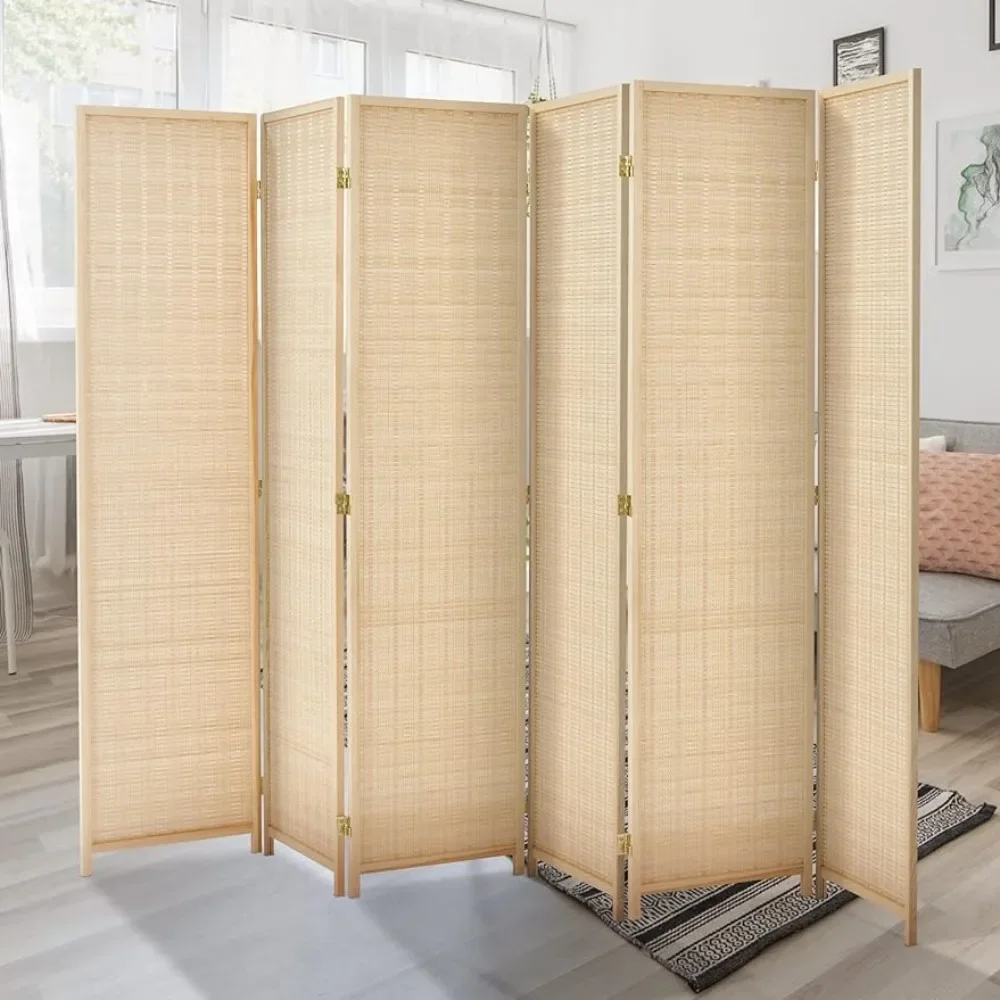 

6ft Tall Folding Privacy Screen for Room Separation and Portable Freestanding Wall Partition, Sturdy Double Hinge Folding Screen