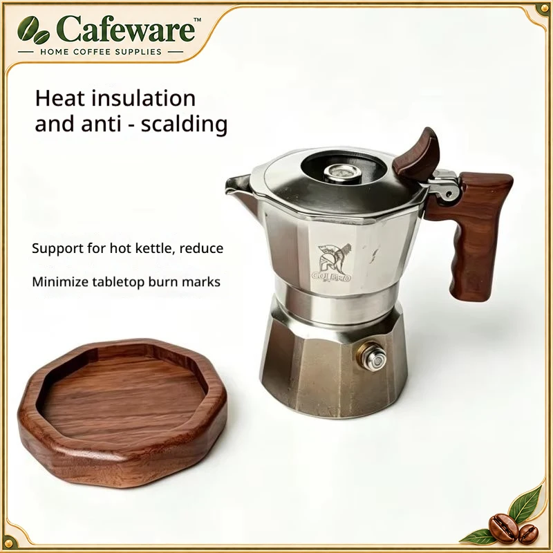 Colbro Moka Pot Trivet North American Black Walnut Wood Heat Resistant Anti Scald Coffee Pot Mat For Kitchen Coffee Bar