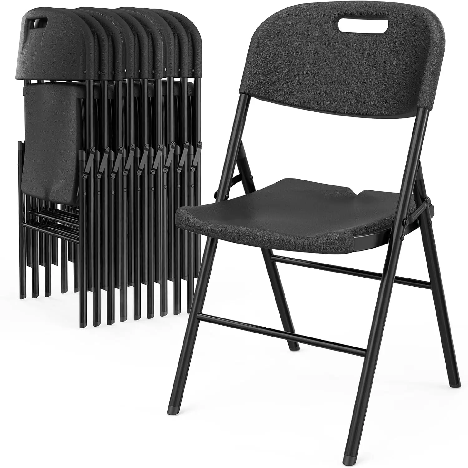 

VINGLI Folding Chairs,Heavy Duty Foldable Chair Portable HDPE Plastic Seat with Steel Frame for Dinning Party Wedding School Use