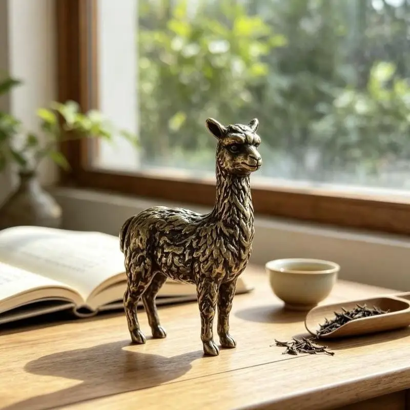 Vintage Mini Sheep Figurine Zinc Alloy Scratch-Resistant Desktop Ornament Lovely 2027 New Year Gift for Party Favor