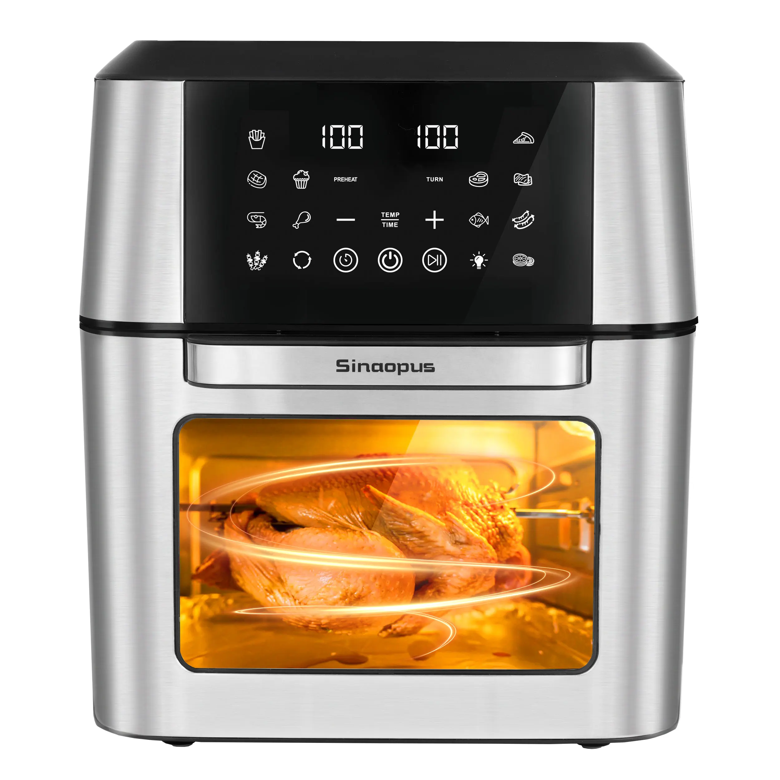 XXL12L Heißluftfritteuse Küchenmaschine Ölfreier Kocher mit LED-Touch-Steuerung, Sichtfenster, Smarte Heißluftfritteuse, Familiengröße