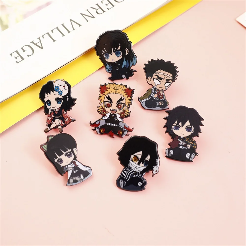 Wholesale Demons Slayer Anime Role Brooch Acrylic DIY Decorative Pins for Women Man Birthday Present Kids Toy Brooch image 2
