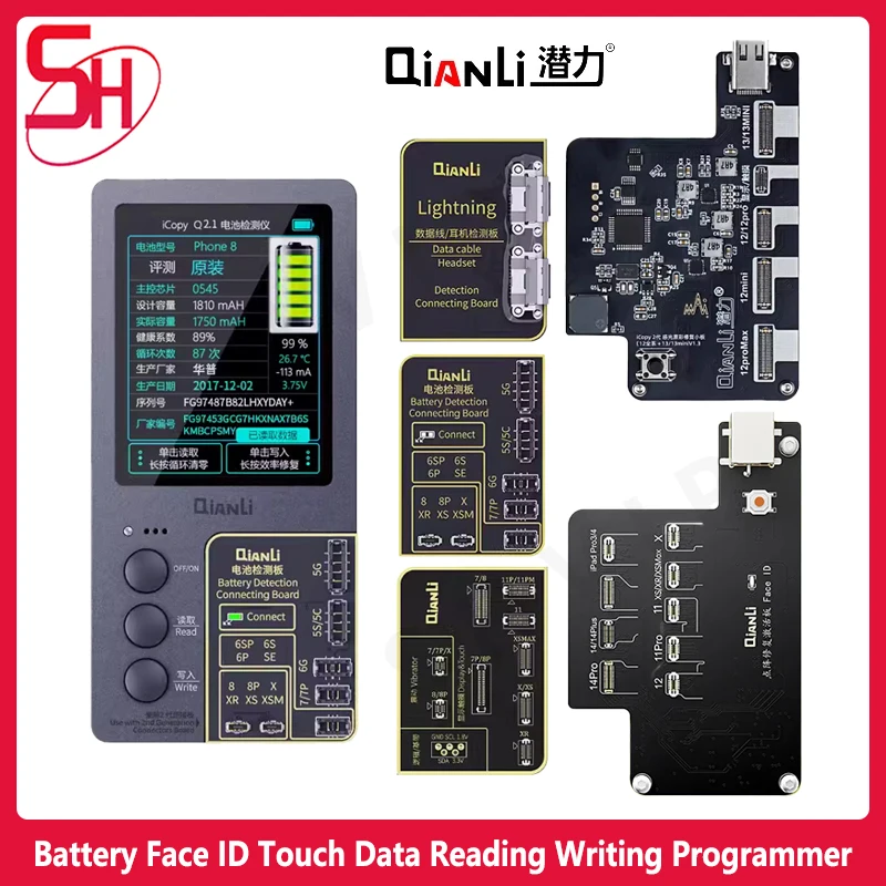 لوحة اختبار بطارية Qianli لهاتف iPhone ، IPhone 7 ، 8 ، 8P ، X ، XR ، XS ، 11 ، 12 ، 13 ، 14 Pro Max ، EEPROM Reading Writing ، أداة مبرمج ، بطارية